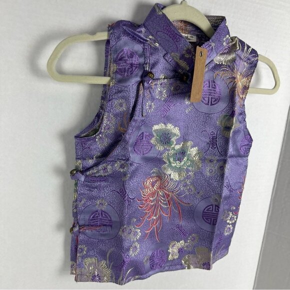 NWT - Kids, Tibetan Traditional Brocade Half Vest - Purple. Size: S - Picture 9 of 9